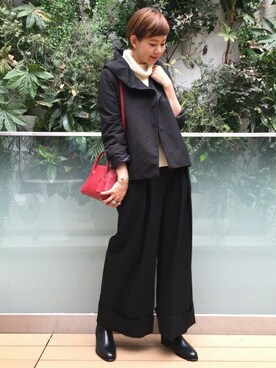 「ショールカラー」｜「アイテム（ブルゾン）」を使った、Reimiさん（レディース・170cm）の秋コーディネート