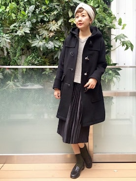 「ひざ丈スカート」｜「アイテム（ダッフルコート）」を使った、Reimiさん（レディース・170cm）の秋コーディネート