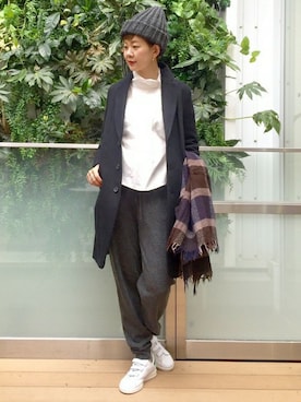 「soil（ソイル）のアイテム（パンツ）」を使った、Reimiさん（レディース・170cm）の冬コーディネート
