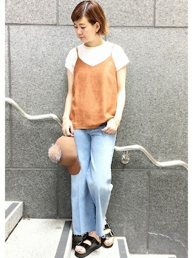 「MOTHER DENIM（マザーデニム）のアイテム」を使った、Reimiさん（レディース・170cm）の夏コーディネート