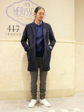 「417 EDIFICE（フォーワンセブンエディフィス）のアイテム（その他アウター）」を使った、417 by EDIFICE渋谷店スタッフ8さん（メンズ・180cm）の秋コーディネート