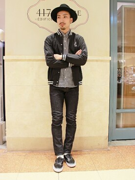 「417 EDIFICE（フォーワンセブンエディフィス）のアイテム（その他アウター）」を使った、417 by EDIFICE渋谷店スタッフ8さん（メンズ・177cm）の秋コーディネート