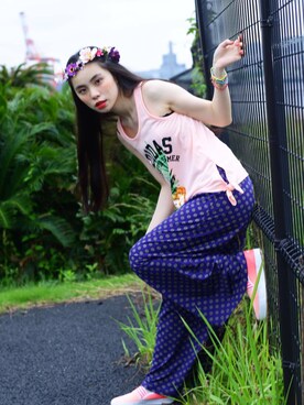 「Accessorize（アクセサライズ）のアイテム（ブレスレット）」を使った、るうこさん（レディース・162cm）の夏コーディネート