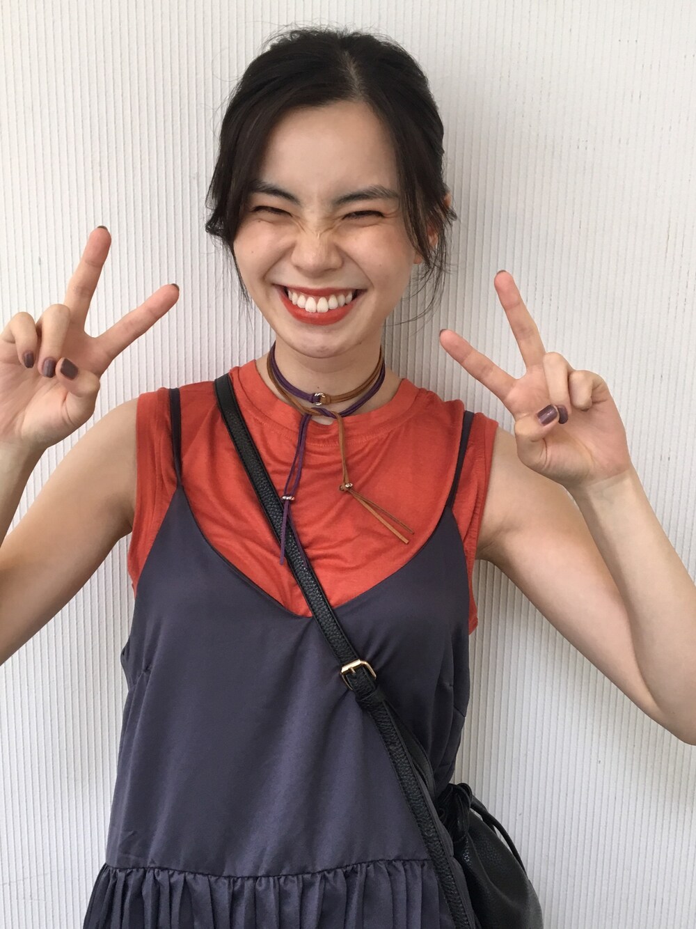 「チョーカー、チョーカーネックレス、loveret」｜「loveretのhttp://loveret.thebase.in/（チャーム、パープル系）」を使った、るうこさん（レディース・162cm）の秋コーディネートの1枚目の写真