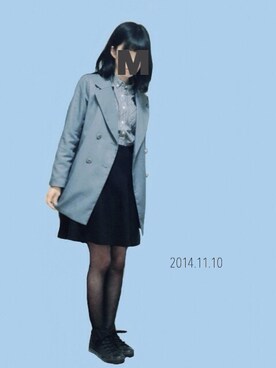 「チェックワンピース」｜「アイテム（チェスターコート）」を使った、ひかさん（レディース・164cm）の秋コーディネート