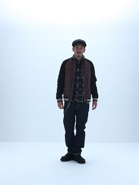 「Subciety（サブサエティ）のアイテム（スタジャン）」を使った、Subcietyさん（メンズ・173cm）の冬コーディネート