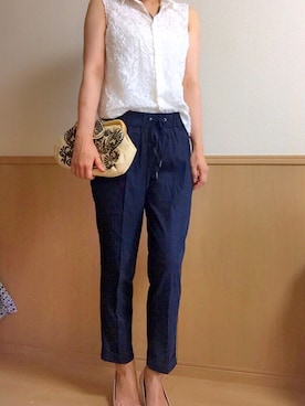 「Larone（ラロネ）のアイテム」を使った、モモコさん（レディース・160cm）の夏コーディネート