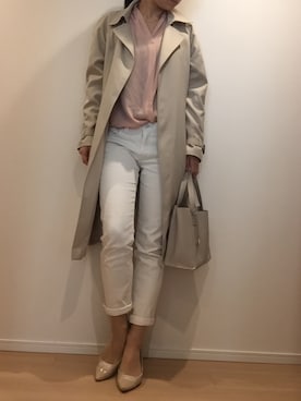 「M.deux（エムドゥ）のアイテム（トレンチコート）」を使った、モモコさん（レディース・160cm）の春コーディネート