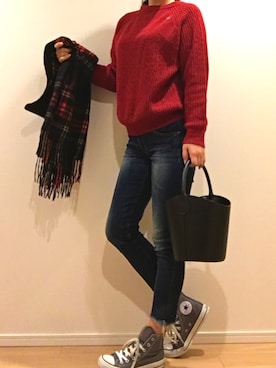 「Spick & Span（スピックアンドスパン）の【PELLETTERIA VENETA】 レザーバケツバッグ◆（ショルダーバッグ）」を使った、モモコさん（レディース・160cm）の秋コーディネート