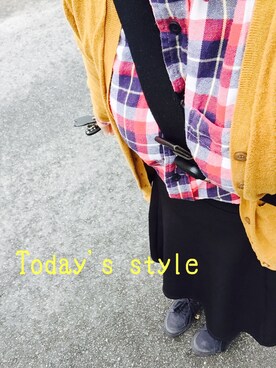 「UNIQLO（ユニクロ）のアイテム（シャツ/ブラウス、レッド系）」を使った、s a t o さん（レディース・157cm）の秋コーディネート