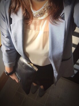 「URBAN RESEARCH ROSSO WOMEN（アーバンリサーチ　ロッソ）のROSSO 2WAYビジュー衿ドレス（ワンピース、ホワイト系）」を使った、s a t o さん（レディース・157cm）の秋コーディネート