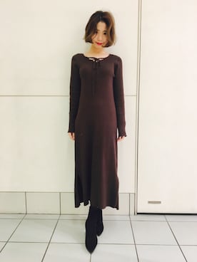 「snidel」｜「アイテム（ワンピース/ドレス）」を使った、haruka Kuboさん（レディース・160cm）の冬コーディネート