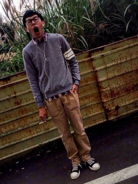 「CHOCOLATE（チョコレート）のアイテム」を使った、Owen Wu さん（メンズ・173cm）の冬コーディネート