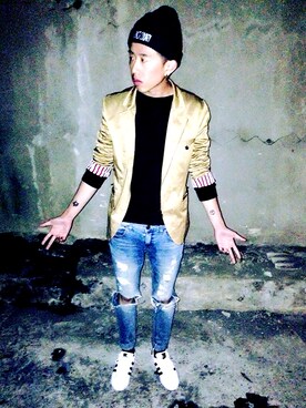 「5cm（ファイブシーエム）のアイテム（ジャケット/アウター）」を使った、Owen Wu さん（メンズ・173cm）の春コーディネート