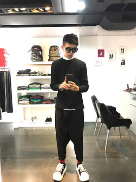 「IMMENSE（イメンス）のアイテム」を使った、Owen Wu さん（メンズ・173cm）の冬コーディネート