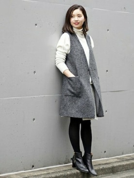 「アイテム（ブーティ）」を使った、Miiikoさん（レディース・160cm）の冬コーディネート