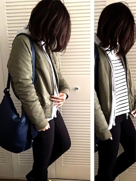「AIR FORCE 1」｜「アイテム（MA-1）」を使った、@saaaaaさん（レディース・160cm）の冬コーディネート