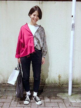 「OLD PARK（オールドパーク）のアイテム」を使った、canae ueharaさん（レディース・162cm）の秋コーディネート