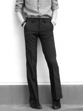 「pants」｜「アイテム（ライダースジャケット）」を使った、大高和文さん（メンズ・175cm）の秋コーディネート