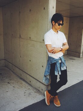 HIROKIANDO is wearing LACOSTE "＜LACOSTE (ラコステ） × BY＞ ∴ 1TONE POLO/ポロシャツ"