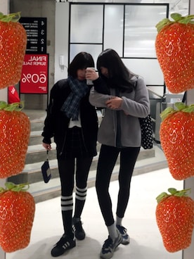 「gray」｜「アイテム（その他アウター）」を使った、Ryongさん（レディース・169cm）の冬コーディネート