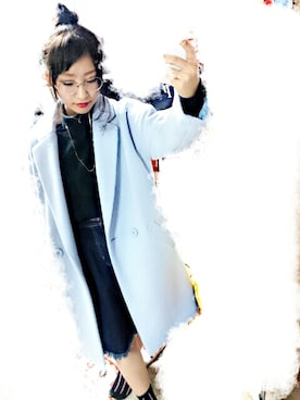 「CECIL McBEE（セシルマクビー）のアイテム（チェスターコート）」を使った、あかねさん（レディース・150cm）の冬コーディネート
