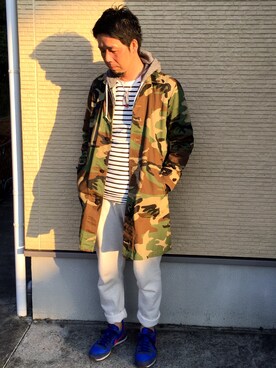 「アイテム（ステンカラーコート）」を使った、taleme(笠やん)さん（メンズ・174cm・30代）の春コーディネート