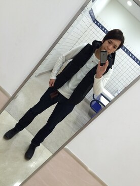 「AZUL by moussy（アズールバイマウジー）のアイテム（ダウンベスト）」を使った、HIROさん（メンズ・179cm）の秋コーディネート