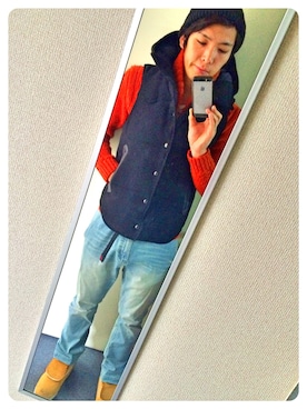 「AZUL by moussy（アズールバイマウジー）のアイテム（ダウンベスト）」を使った、HIROさん（メンズ・179cm）の秋コーディネート