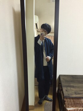 「PAR ICI（パーリッシィ）のアイテム（ステンカラーコート）」を使った、masaさん（メンズ・166cm）の秋コーディネート