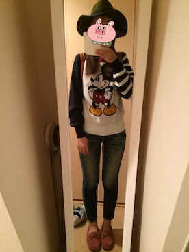 「FLASH REPORT（フラッシュリポート）のアイテム（帽子）」を使った、ちっちさん（レディース・161cm）の秋コーディネート