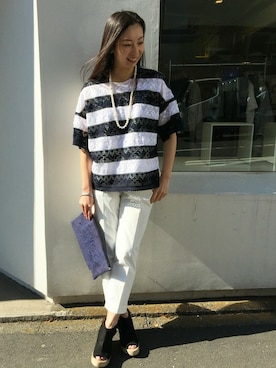 「アイテム（クラッチバッグ）」を使った、meguさん（レディース・160cm）の春コーディネート