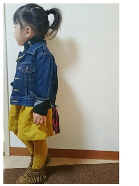 「2歳3ヶ月」｜「アイテム（デニムジャケット）」を使った、marionさん（キッズ・90cm）の冬コーディネート