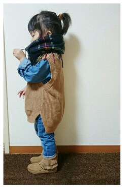 「2歳3ヶ月」｜「アイテム（ワンピース）」を使った、marionさん（キッズ・90cm）の冬コーディネート