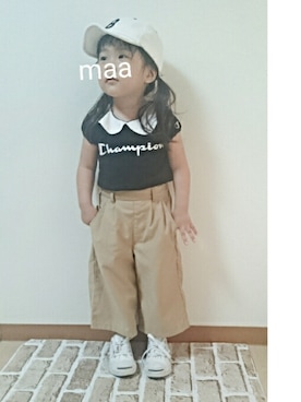 「BBCのアイテム」を使った、marionさん（キッズ・90cm）の夏コーディネート