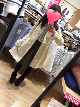 「OLIVE des OLIVE（オリーブデオリーブ）のアイテム（ステンカラーコート）」を使った、あかりんごさん（レディース・148cm）の冬コーディネート