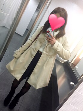 「OLIVE des OLIVE（オリーブデオリーブ）のアイテム（ステンカラーコート）」を使った、あかりんごさん（レディース・148cm）の冬コーディネート
