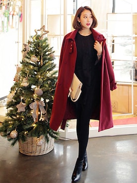 「クリスマス」｜「アイテム（その他アウター）」を使った、ディーホリックさん（レディース・164cm）の冬コーディネート