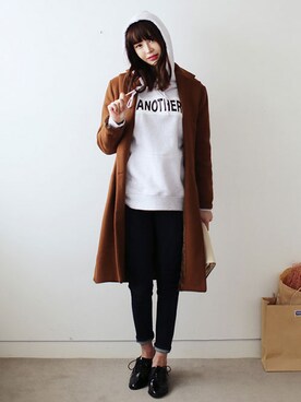 「DHOLIC（ディーホリック）のアイテム（パーカー）」を使った、ディーホリックさん（レディース・168cm）の冬コーディネート