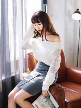 「DHOLIC（ディーホリック）のアイテム（スカート）」を使った、ディーホリックさん（レディース・168cm）の冬コーディネート