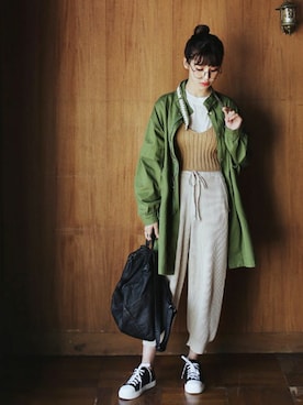 「丸メガネ」｜ディーホリックさん（レディース・168cm）の冬コーディネート