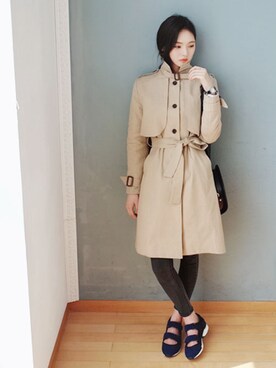 「DHOLIC（ディーホリック）のアイテム（トレンチコート）」を使った、ディーホリックさん（レディース・168cm）の春コーディネート