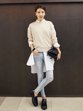 「DHOLIC（ディーホリック）のアイテム（その他シューズ）」を使った、ディーホリックさん（レディース・169cm）の春コーディネート