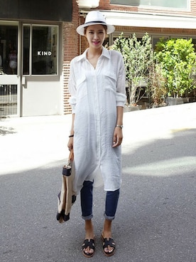 「ストローハット」｜ディーホリックさん（レディース・169cm）の春コーディネート
