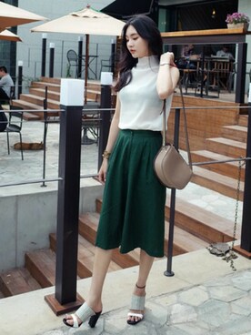 「透けトップス」｜ディーホリックさん（レディース・168cm）の春コーディネート