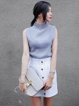 「アイテム（シャツ/ブラウス）」を使った、ディーホリックさん（レディース・168cm）の春コーディネート