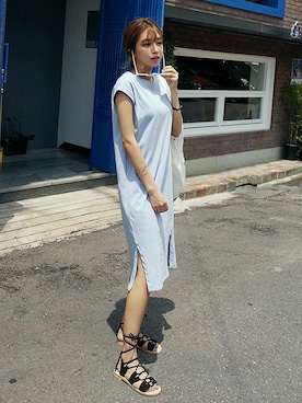 「ロング丈」｜ディーホリックさん（レディース・166cm）の夏コーディネート