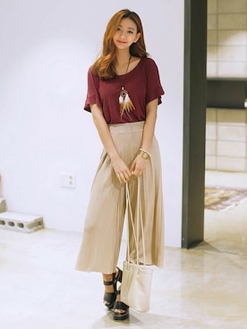 「プリーツ」｜ディーホリックさん（レディース・166cm）の夏コーディネート