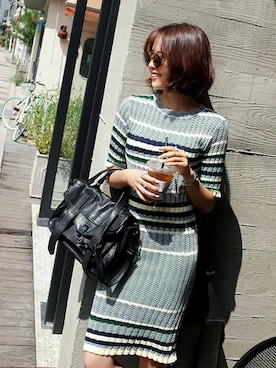 「アイテム（ワンピース/ドレス、グリーン系）」を使った、ディーホリックさん（レディース・166cm）の夏コーディネート