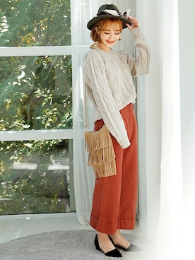 「茶系」｜ディーホリックさん（レディース・160cm）の秋コーディネート